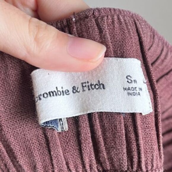 Abercrombie & Fitch Linen Blend Ultra Wide Leg Pants in Brown Size SMALL - Picture 4 of 5